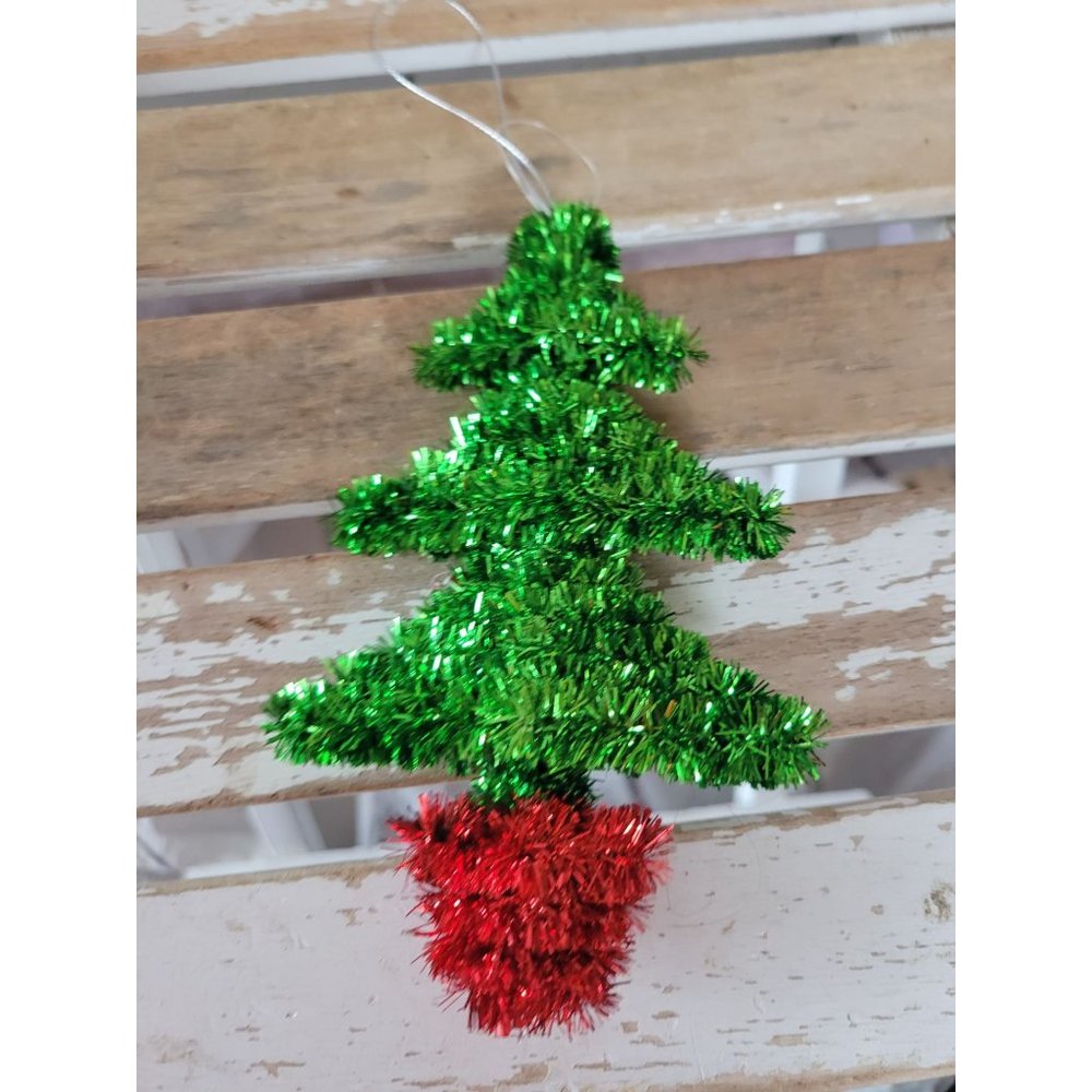 Tinsel tree vintage ornament Xmas holiday tree